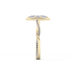 Marquise Cut 0.86 Carat Moissanite Ring – Twisted Shank, Halo and Pave Setting in Gold