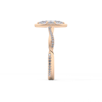 Marquise Cut 0.86 Carat Moissanite Ring – Twisted Shank, Halo and Pave Setting in Gold