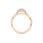 Marquise Cut 0.86 Carat Moissanite Ring – Twisted Shank, Halo and Pave Setting in Gold