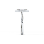 Marquise Cut 0.86 Carat Moissanite Ring – Twisted Shank, Halo and Pave Setting in Gold