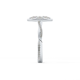Marquise Cut 0.86 Carat Moissanite Ring – Twisted Shank, Halo and Pave Setting in Gold