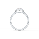 Marquise Cut 0.86 Carat Moissanite Ring – Twisted Shank, Halo and Pave Setting in Gold