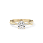 Round Cut 1.03 Carat Moissanite Ring – Criss Cross Pave Setting in Gold