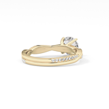 Round Cut 1.03 Carat Moissanite Ring – Criss Cross Pave Setting in Gold