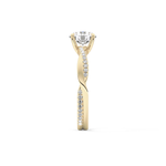 Round Cut 1.03 Carat Moissanite Ring – Criss Cross Pave Setting in Gold