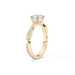 Round Cut 1.03 Carat Moissanite Ring – Criss Cross Pave Setting in Gold