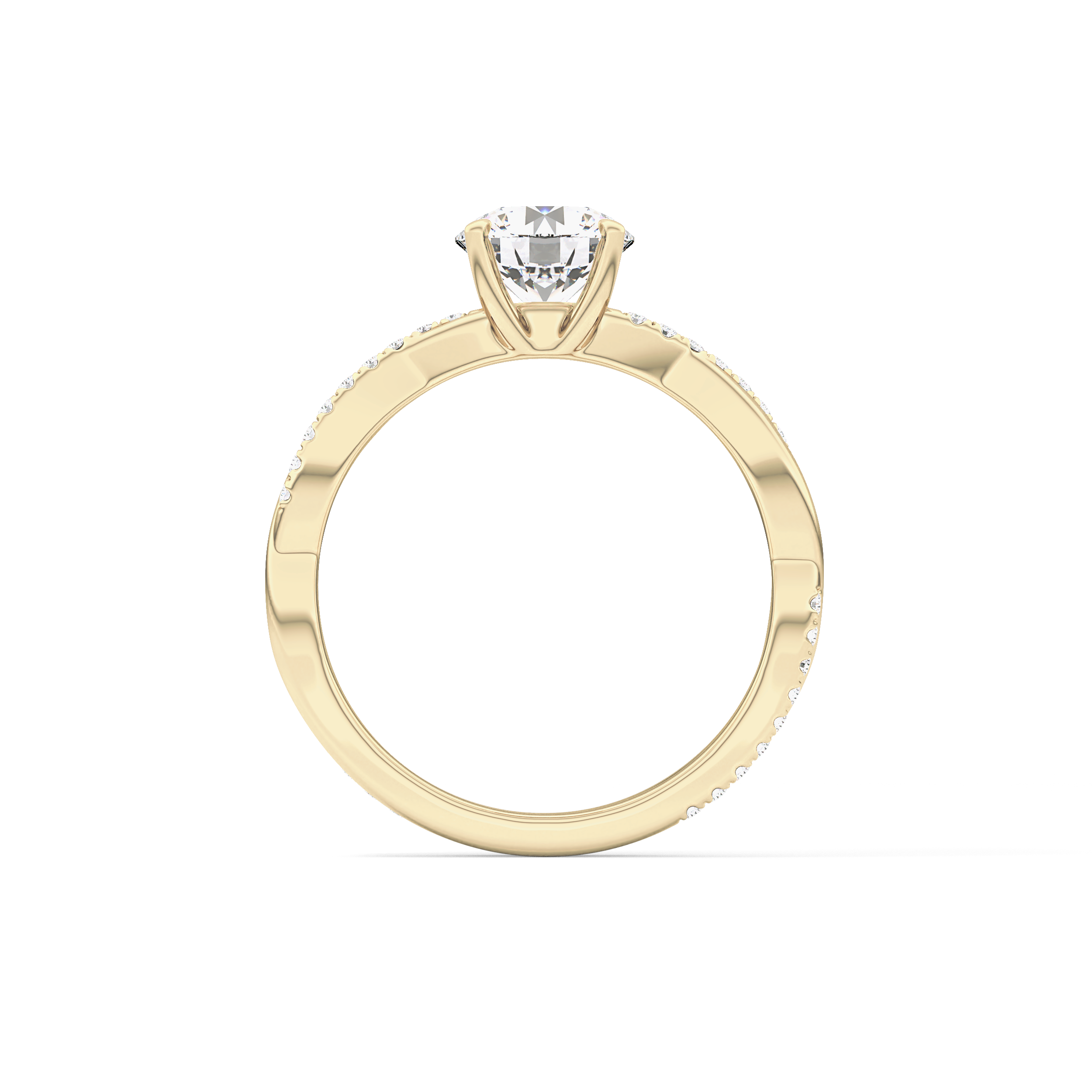 Round Cut 1.03 Carat Moissanite Ring – Criss Cross Pave Setting in Gold