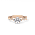 Round Cut 1.03 Carat Moissanite Ring – Criss Cross Pave Setting in Gold