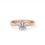 Round Cut 1.03 Carat Moissanite Ring – Criss Cross Pave Setting in Gold