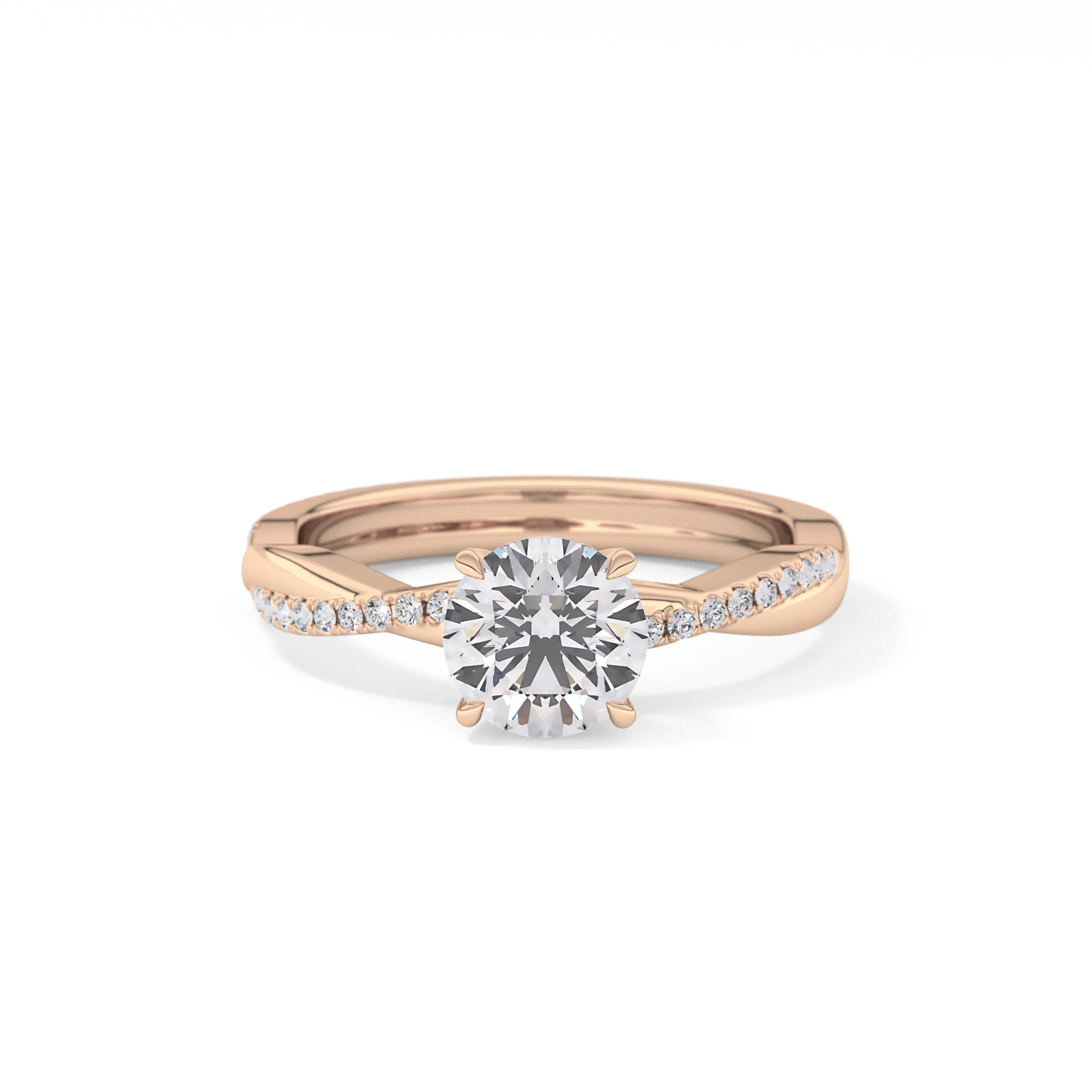 Round Cut 1.03 Carat Moissanite Ring – Criss Cross Pave Setting in Gold