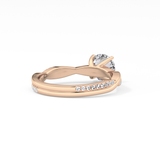 Round Cut 1.03 Carat Moissanite Ring – Criss Cross Pave Setting in Gold