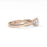 Round Cut 1.03 Carat Moissanite Ring – Criss Cross Pave Setting in Gold