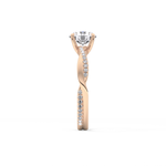 Round Cut 1.03 Carat Moissanite Ring – Criss Cross Pave Setting in Gold