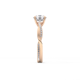 Round Cut 1.03 Carat Moissanite Ring – Criss Cross Pave Setting in Gold