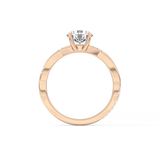 Round Cut 1.03 Carat Moissanite Ring – Criss Cross Pave Setting in Gold