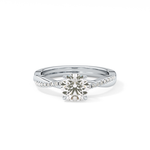 Round Cut 1.03 Carat Moissanite Ring – Criss Cross Pave Setting in Gold