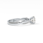 Round Cut 1.03 Carat Moissanite Ring – Criss Cross Pave Setting in Gold