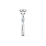 Round Cut 1.03 Carat Moissanite Ring – Criss Cross Pave Setting in Gold