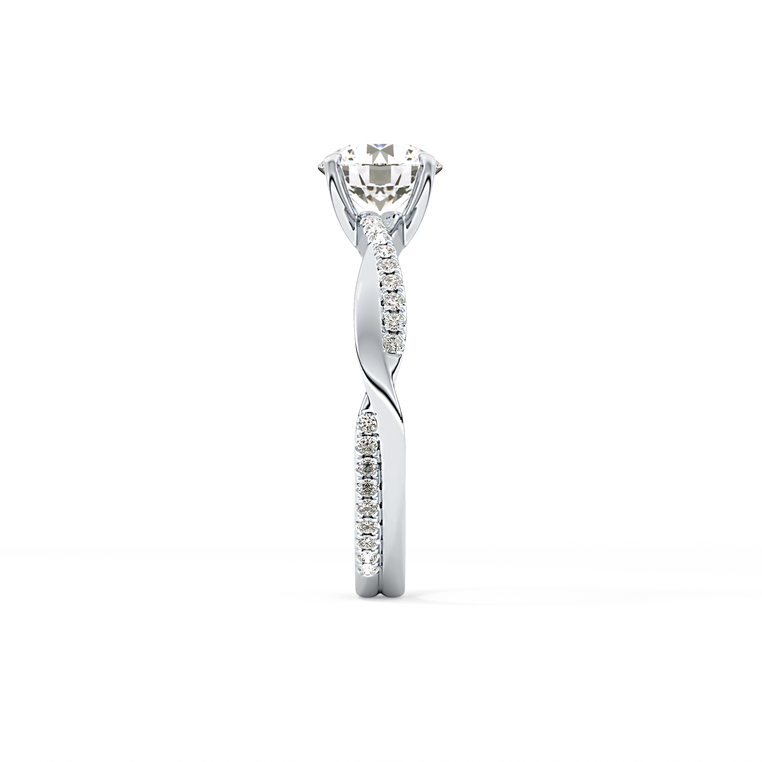 Round Cut 1.03 Carat Moissanite Ring – Criss Cross Pave Setting in Gold