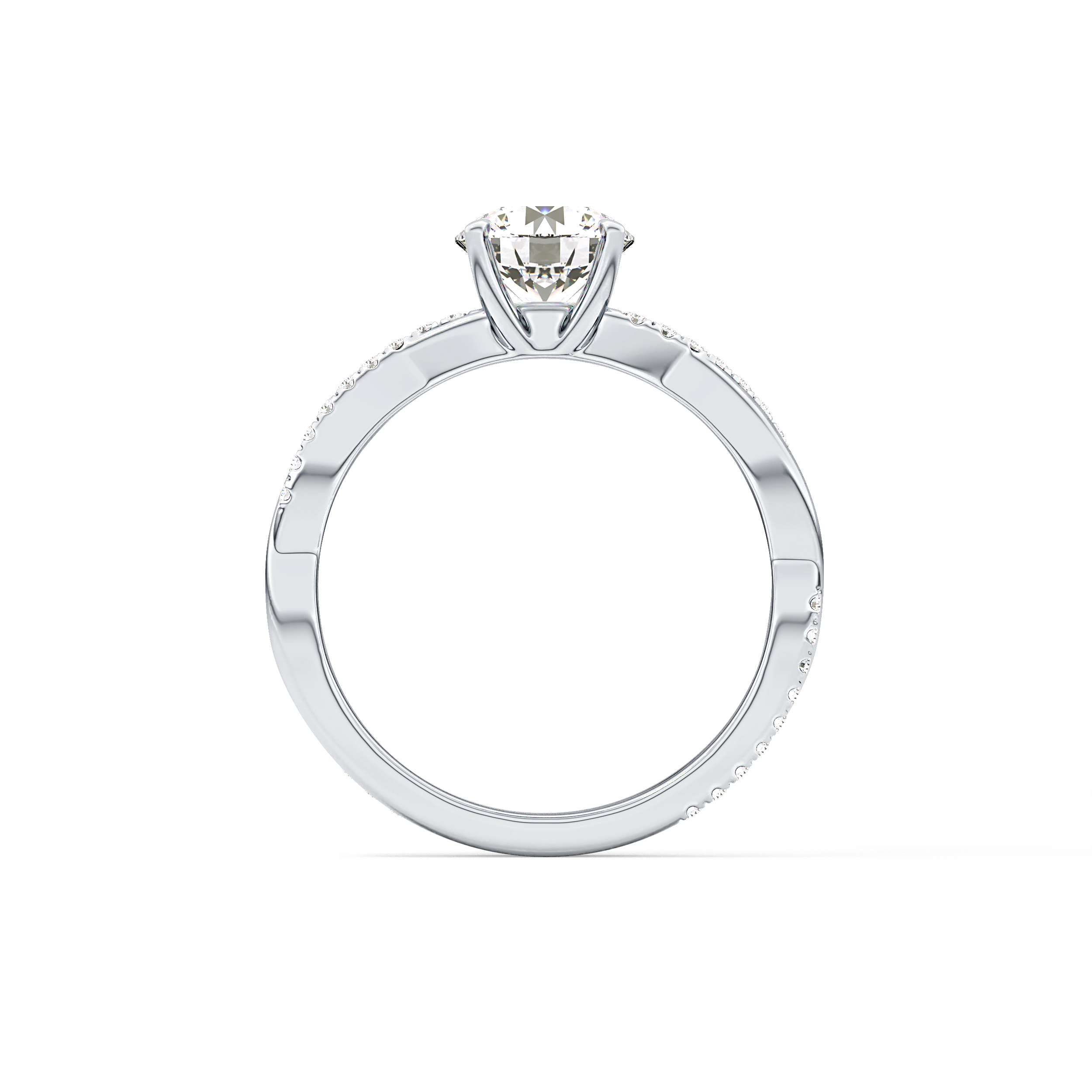 Round Cut 1.03 Carat Moissanite Ring – Criss Cross Pave Setting in Gold