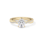Oval Cut 0.83 Carat Moissanite Ring – Criss Cross Pave Setting in Gold