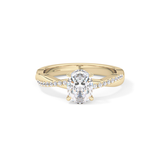 Oval Cut 0.83 Carat Moissanite Ring – Criss Cross Pave Setting in Gold