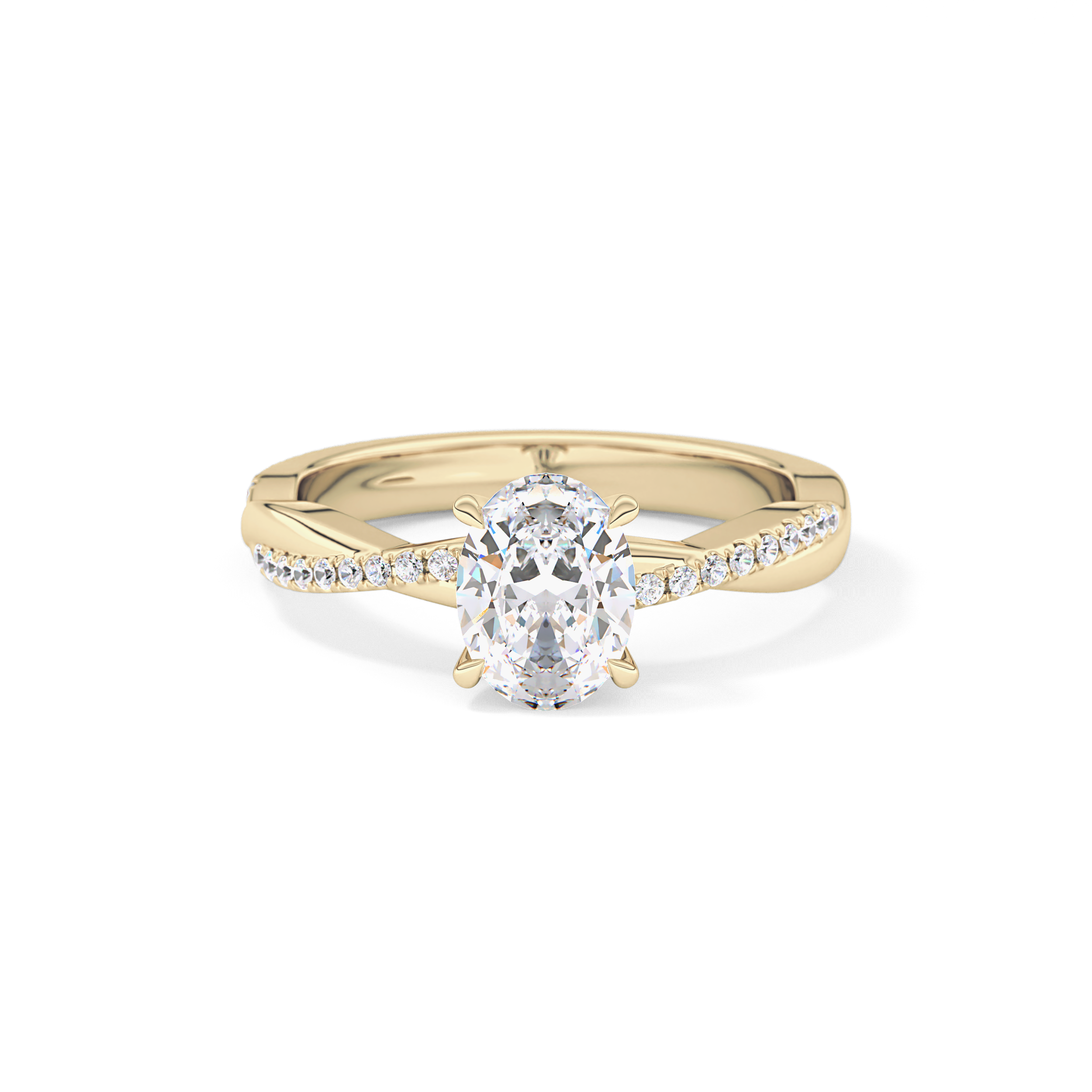 Oval Cut 0.83 Carat Moissanite Ring – Criss Cross Pave Setting in Gold