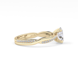 Oval Cut 0.83 Carat Moissanite Ring – Criss Cross Pave Setting in Gold