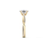 Oval Cut 0.83 Carat Moissanite Ring – Criss Cross Pave Setting in Gold