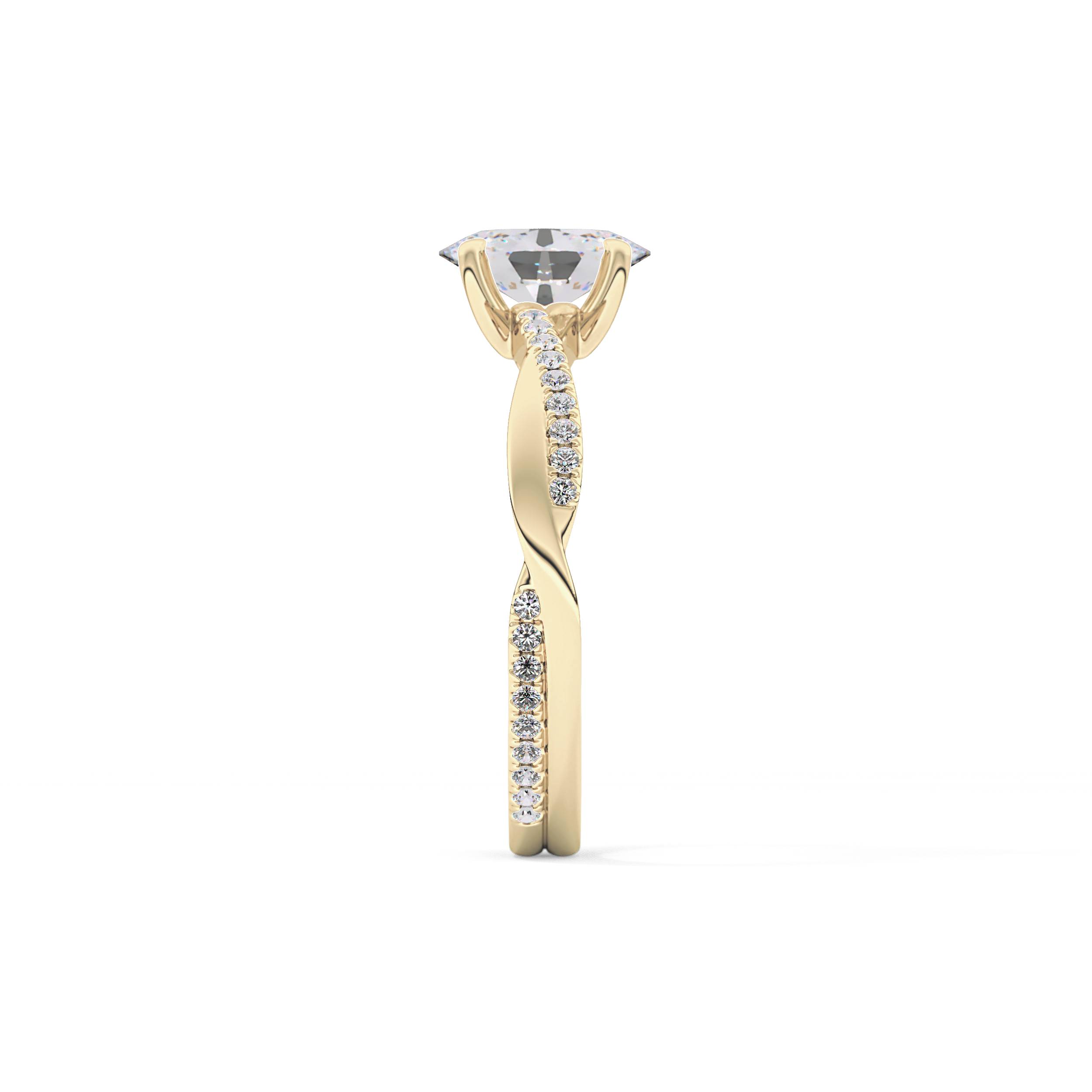 Oval Cut 0.83 Carat Moissanite Ring – Criss Cross Pave Setting in Gold