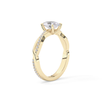 Oval Cut 0.83 Carat Moissanite Ring – Criss Cross Pave Setting in Gold