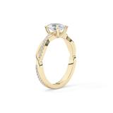 Oval Cut 0.83 Carat Moissanite Ring – Criss Cross Pave Setting in Gold