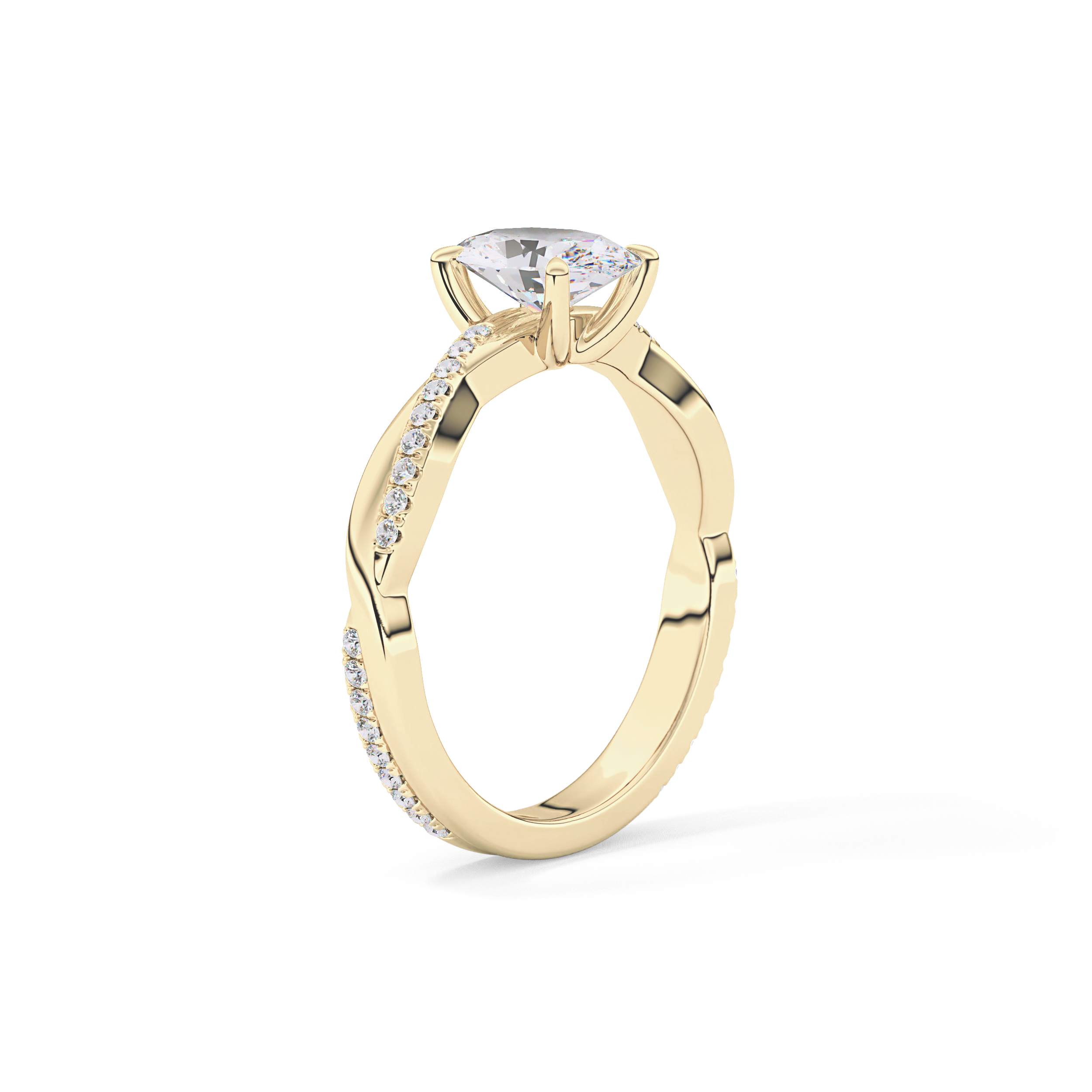 Oval Cut 0.83 Carat Moissanite Ring – Criss Cross Pave Setting in Gold