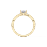 Oval Cut 0.83 Carat Moissanite Ring – Criss Cross Pave Setting in Gold