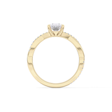 Oval Cut 0.83 Carat Moissanite Ring – Criss Cross Pave Setting in Gold