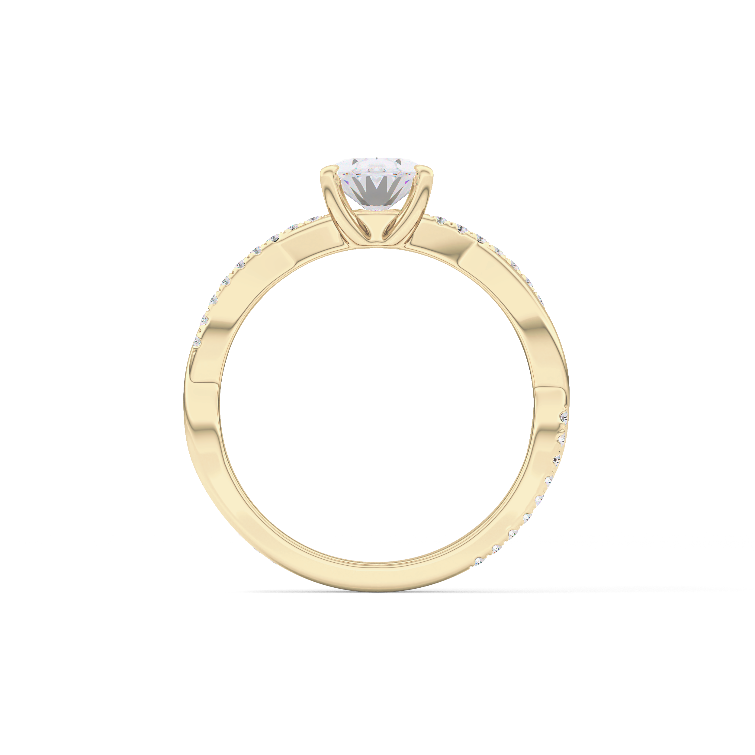 Oval Cut 0.83 Carat Moissanite Ring – Criss Cross Pave Setting in Gold