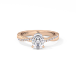 Oval Cut 0.83 Carat Moissanite Ring – Criss Cross Pave Setting in Gold