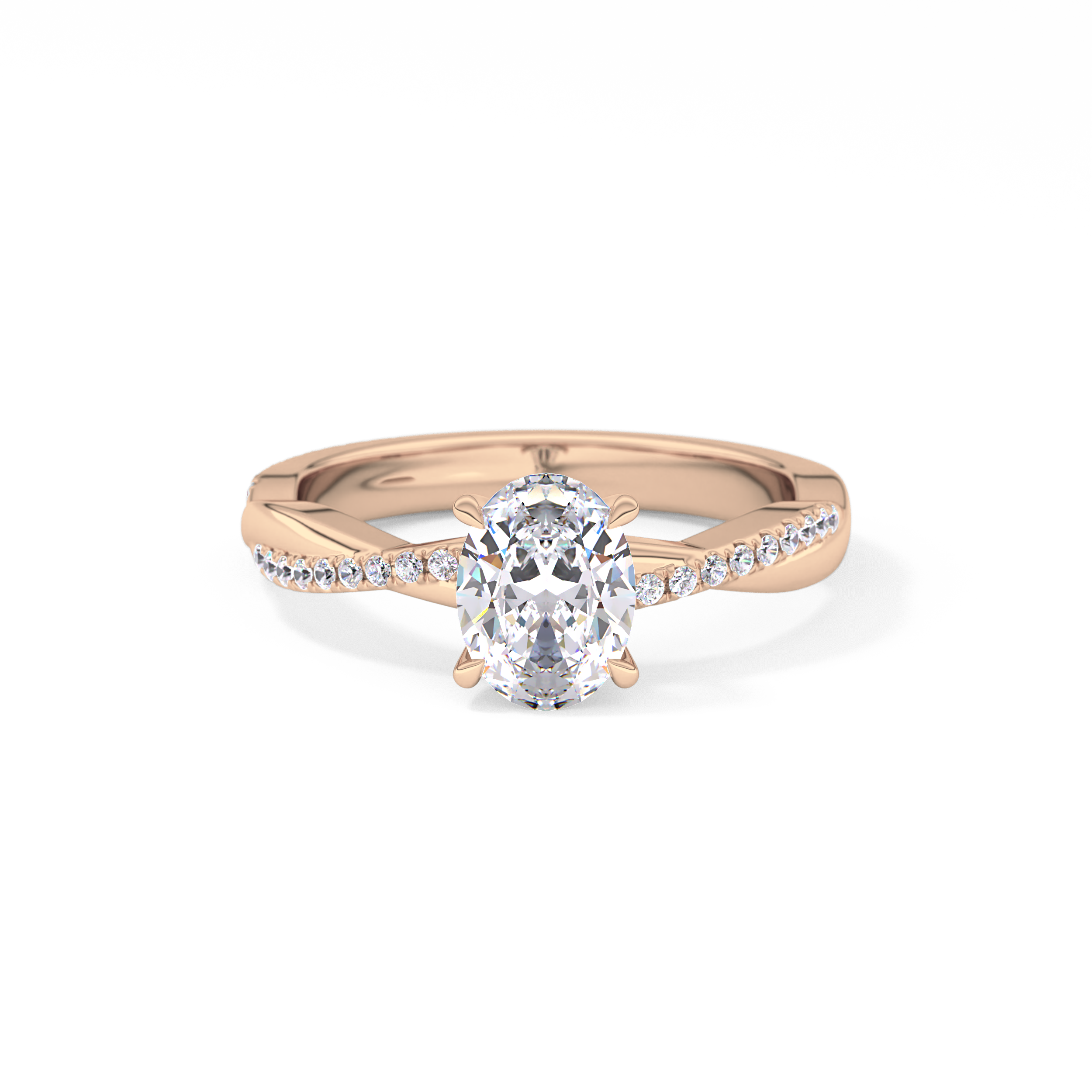Oval Cut 0.83 Carat Moissanite Ring – Criss Cross Pave Setting in Gold