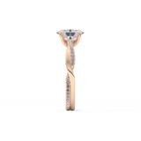 Oval Cut 0.83 Carat Moissanite Ring – Criss Cross Pave Setting in Gold