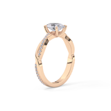 Oval Cut 0.83 Carat Moissanite Ring – Criss Cross Pave Setting in Gold