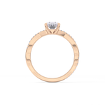 Oval Cut 0.83 Carat Moissanite Ring – Criss Cross Pave Setting in Gold