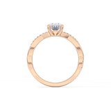 Oval Cut 0.83 Carat Moissanite Ring – Criss Cross Pave Setting in Gold