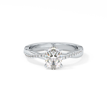 Oval Cut 0.83 Carat Moissanite Ring – Criss Cross Pave Setting in Gold