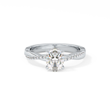 Oval Cut 0.83 Carat Moissanite Ring – Criss Cross Pave Setting in Gold