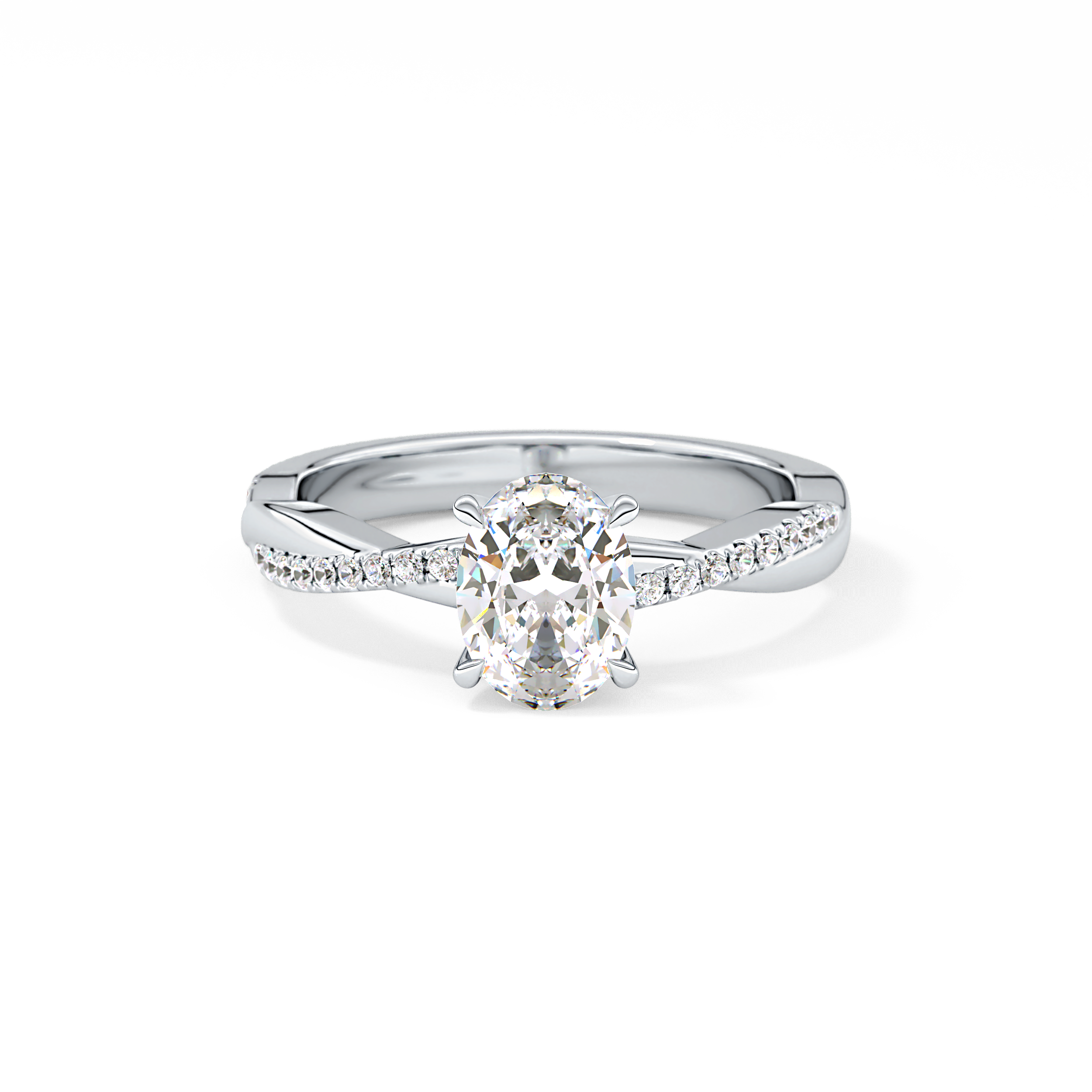 Oval Cut 0.83 Carat Moissanite Ring – Criss Cross Pave Setting in Gold