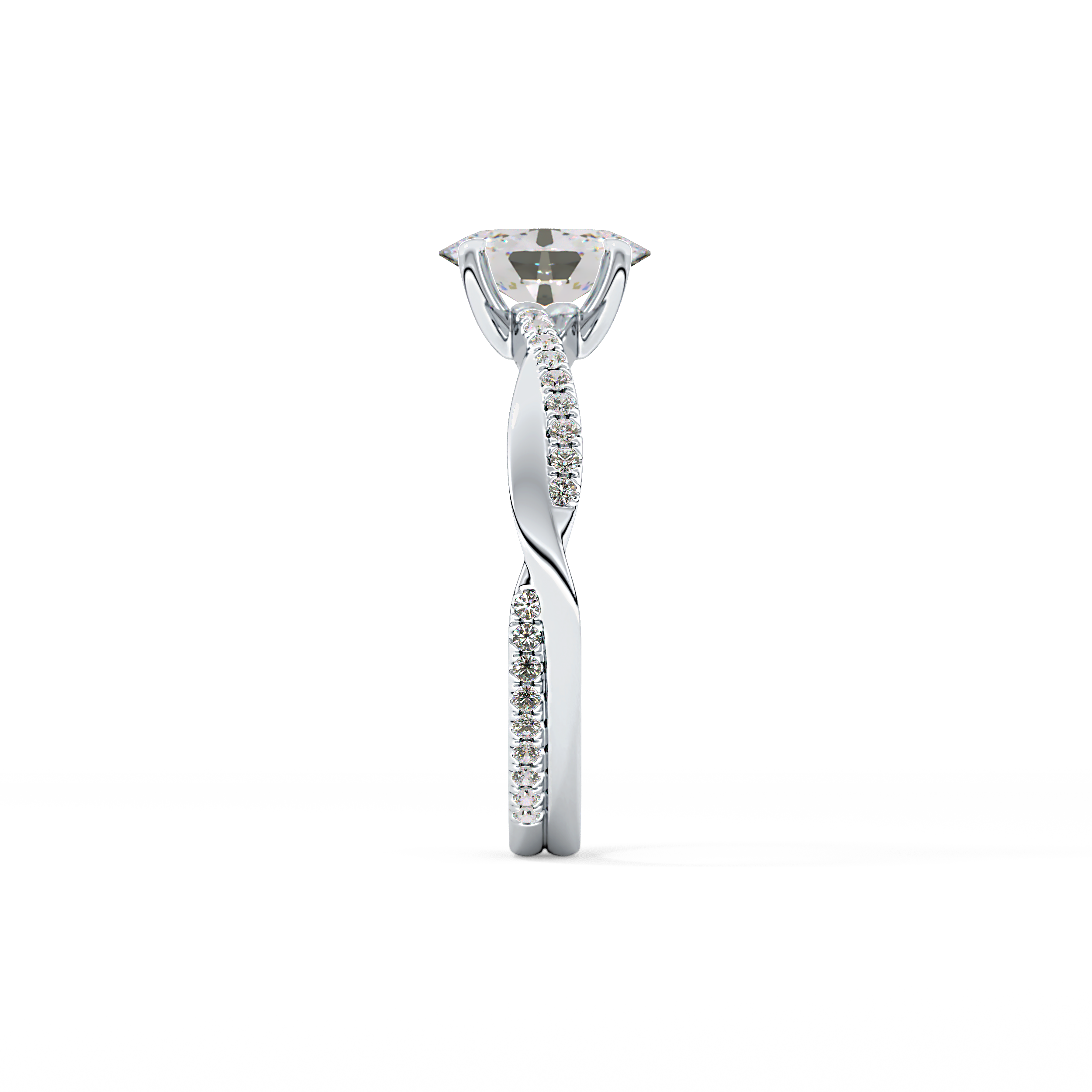 Oval Cut 0.83 Carat Moissanite Ring – Criss Cross Pave Setting in Gold