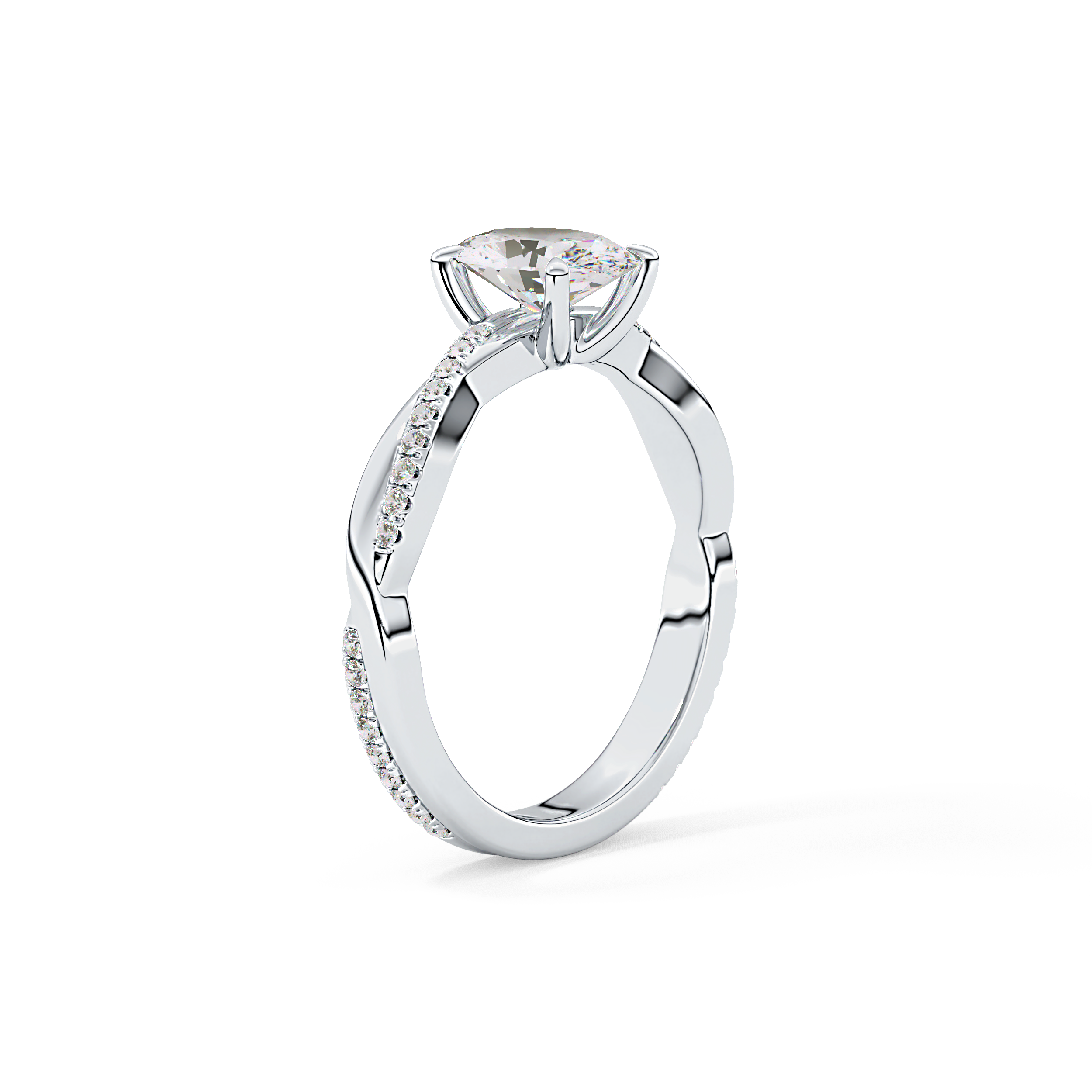 Oval Cut 0.83 Carat Moissanite Ring – Criss Cross Pave Setting in Gold