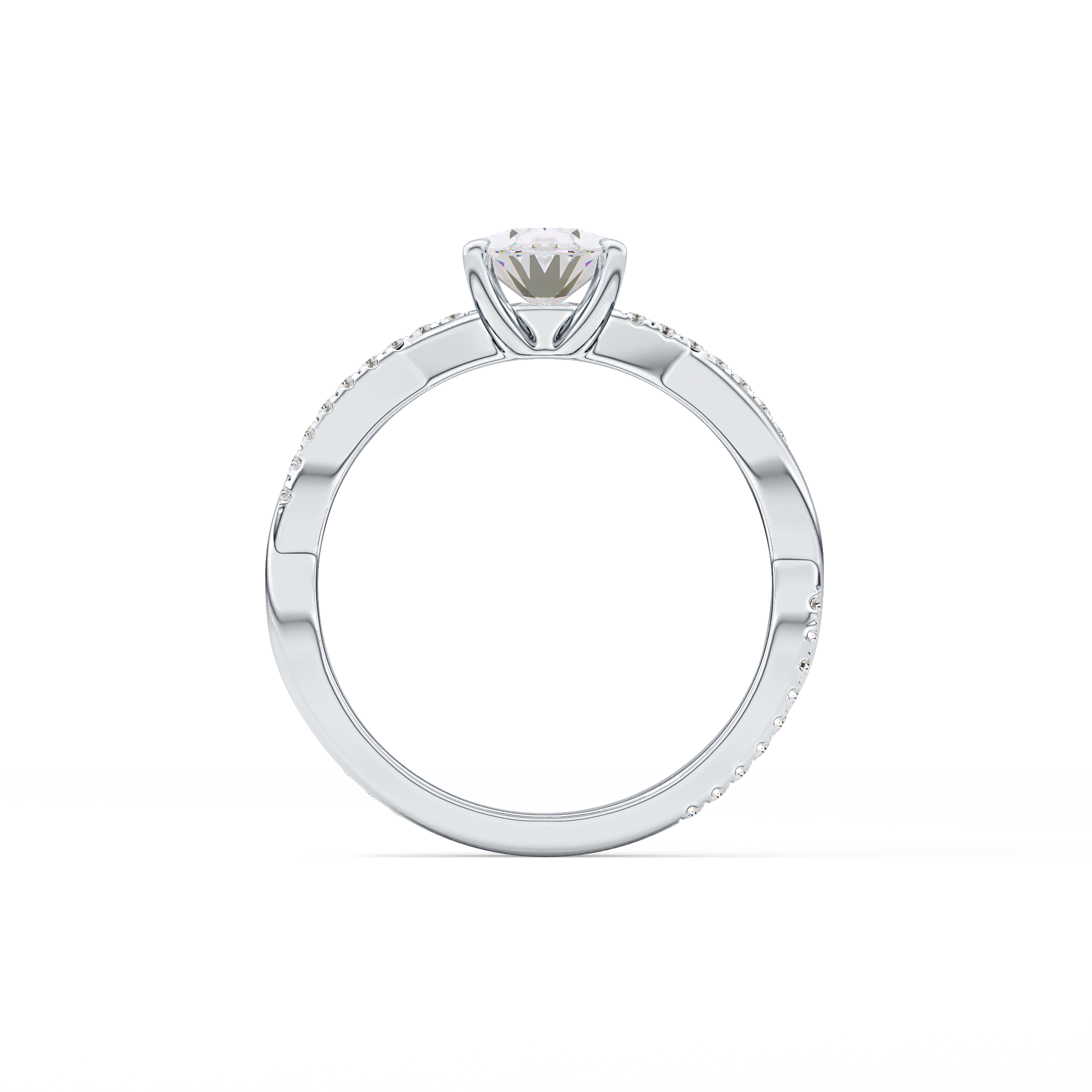 Oval Cut 0.83 Carat Moissanite Ring – Criss Cross Pave Setting in Gold