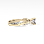 Cushion Cut 0.86 Carat Moissanite Ring – Criss Cross Pave Setting in Gold