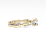Cushion Cut 0.86 Carat Moissanite Ring – Criss Cross Pave Setting in Gold